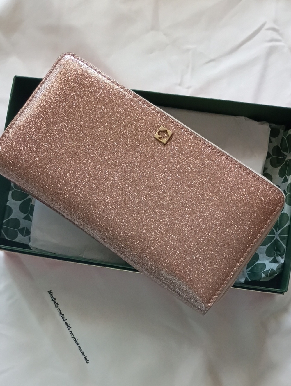 Kate Spade shimmering Rose gold pink glitter wallet new - Picture 12 of 13